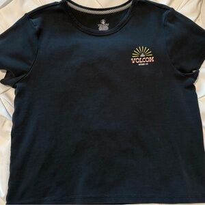 Volcom Black Cropped Shirt, Women’s XS or kids XXL